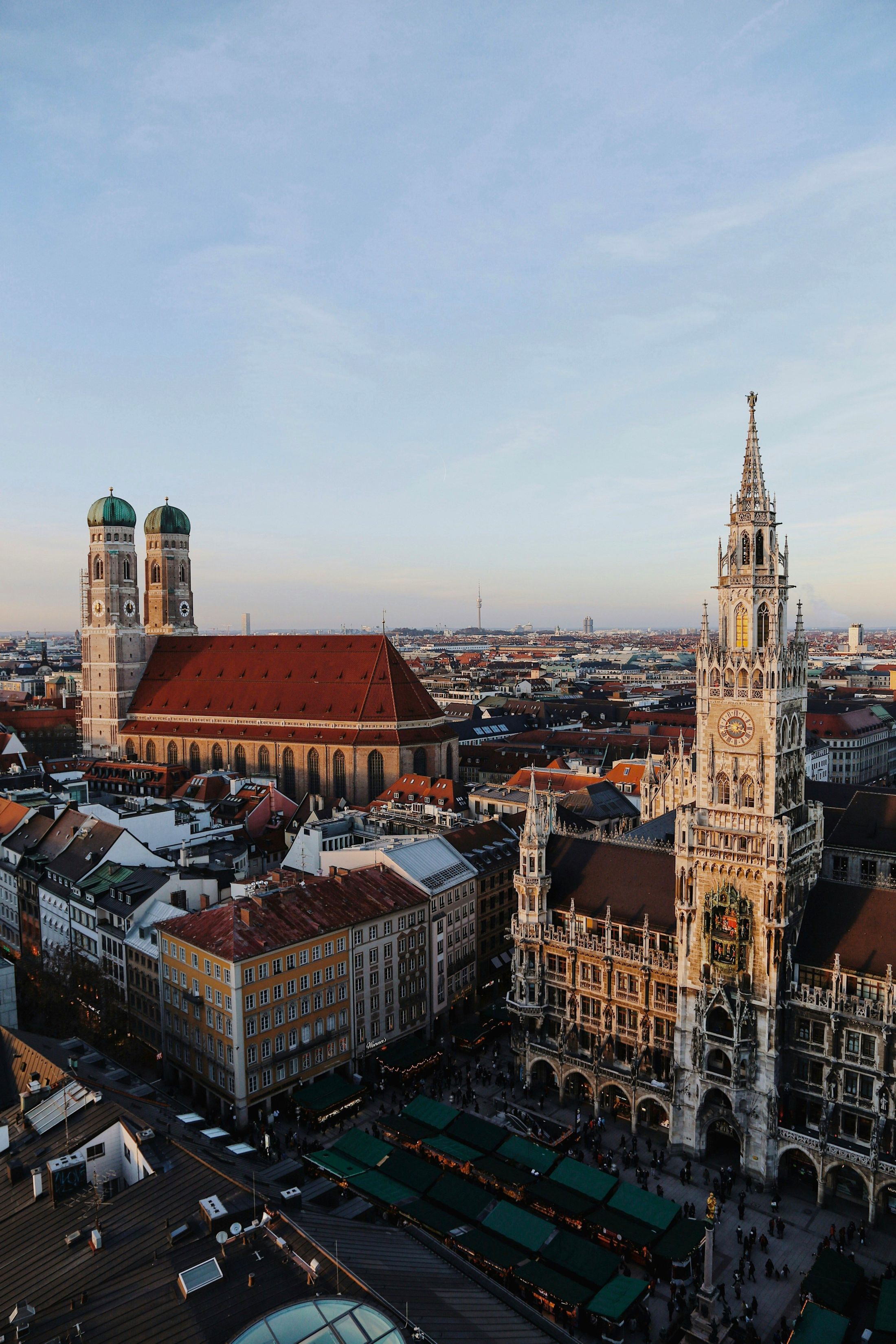 Marienplatz aerial view in Munich