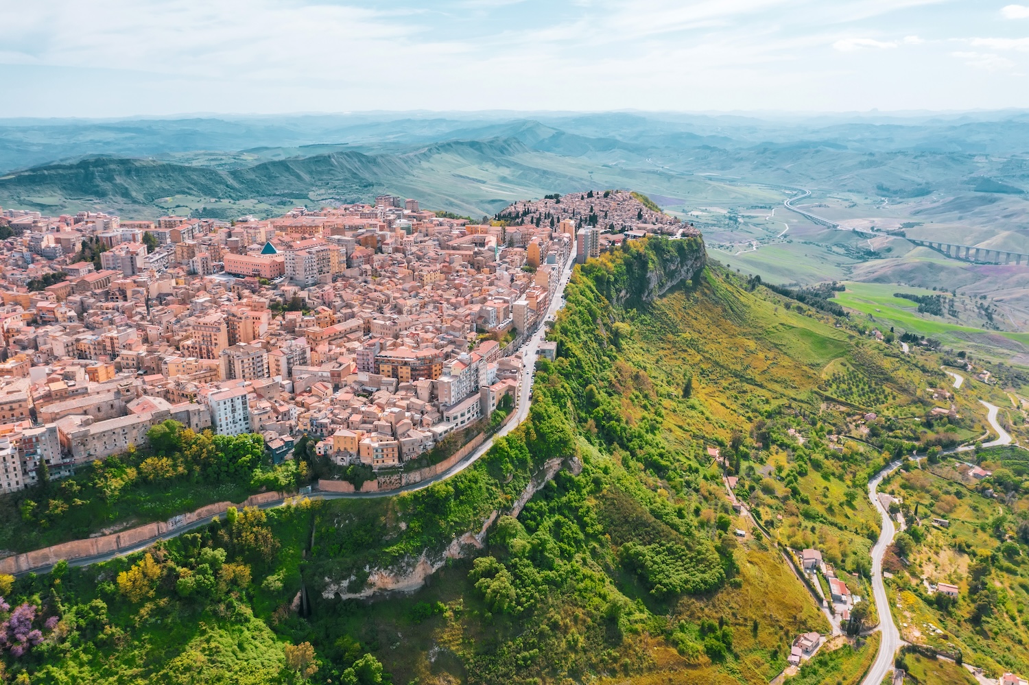 Aerial, Scenic View of Italian Town